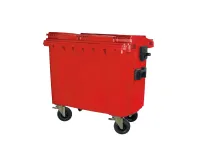 4-wiel kunststof afvalcontainer - 660 liter - rood