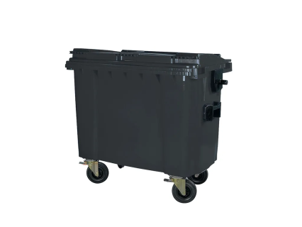 Four-wheeled 660 litre waste container - grey