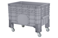 MINI BOX plastic palletbox - 1040 x 640 mm - 4 wheels - grey