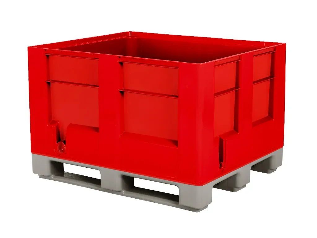 HB3 kunststof palletbox - 1200 x 1000 mm - 3 palletsledes - rood