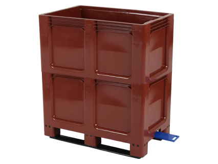 Geo Duo plastic palletbox - 1000 x 600 mm - with funnel base and slide valve - on 2 runners