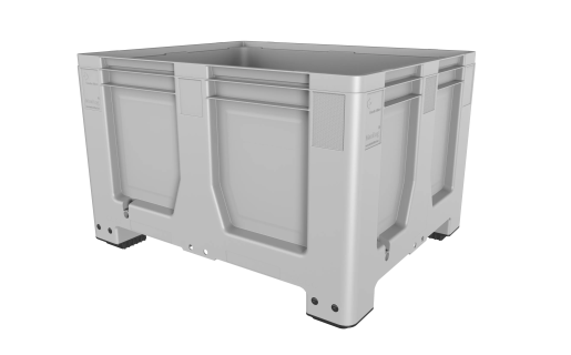 Plastic palletbox MaxiLog - 1200 x 1000 mm - on 4 feet - Grey