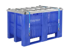 Caisse-palette en plastique ADR - 1200 x 800 mm - 3 semelles - bleu - 1