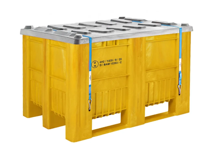 CB1 - UN approved plastic palletbox - 1200 x 800 mm - 3 runners - yellow