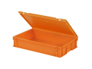 Bac gerbable avec couvercle - 600 x 400 x H 135 mm - Orange - (fond lisse) - 2