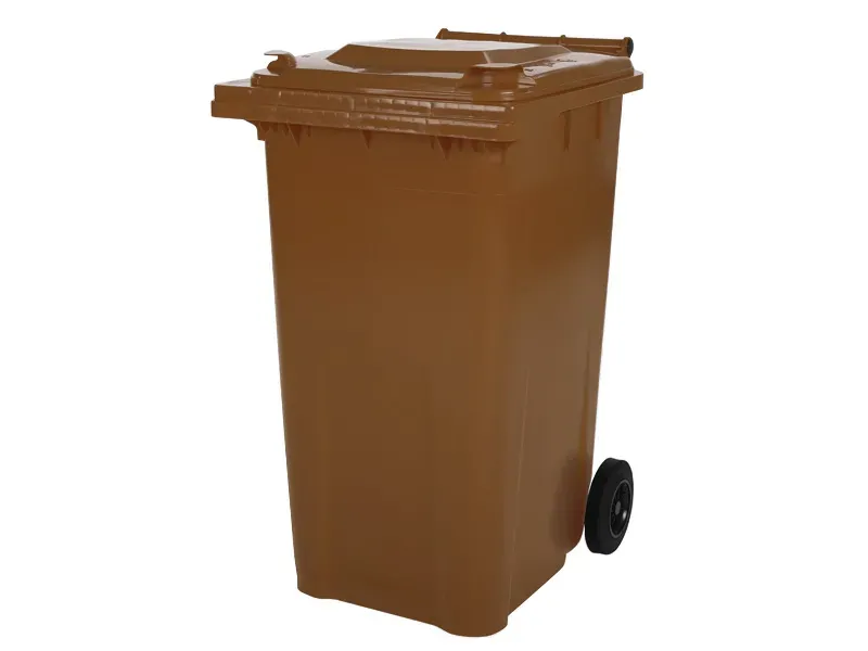 Conteneur à déchets sur 2 roues - 240 litres - brun