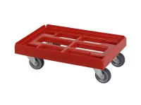 Verrijdbaar kunststof onderstel - 610 x 410 x 200 mm - rood