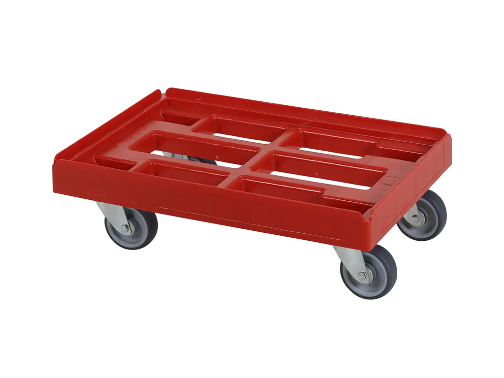 Verrijdbaar kunststof onderstel - 610 x 410 x 200 mm - rood