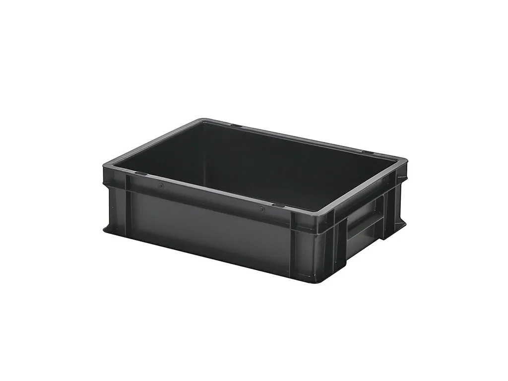 Stacking bin / bin for plates - 400 x 300 x H 120 mm - black (smooth base)