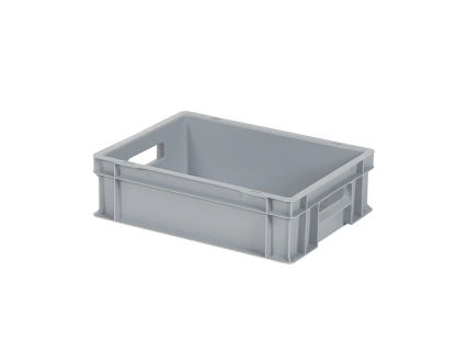 Stacking bin / bin for plates - 400 x 300 x H 120 mm - grey - open handles