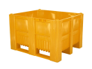 Caisse-palette en plastique type CB3 - 1200 x 1000 mm - 3 semelles - jaune - 1