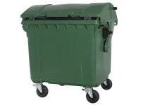 Four-wheeled 1100 litre waste container - convex lid - green