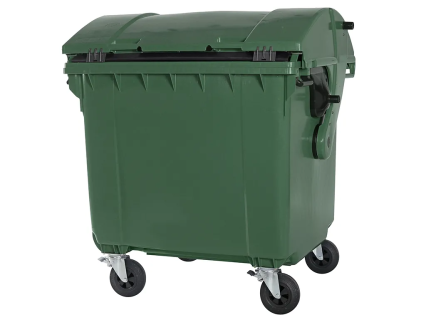 Four-wheeled 1100 litre waste container - convex lid - green