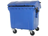 4-wiel kunststof afvalcontainer - 1100 liter - rond deksel - blauw