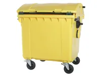 Four-wheeled 1100 litre waste container - convex lid - yellow