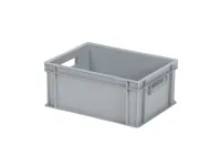 Stacking bin / bin for plates - 400 x 300 x H 175 mm - grey - open handles