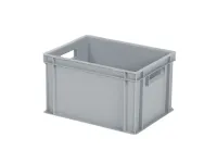 Stacking bin / bin for plates - 400 x 300 x H 236 mm - grey - open handles