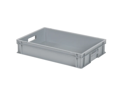 Stacking bin - 600 x 400 x H 120 mm - grey - open handles