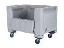 BIG BOX Kunststoff Palettenbox - 1200 x 800 mm - mit Scharnierklappe - auf Rollen - 1