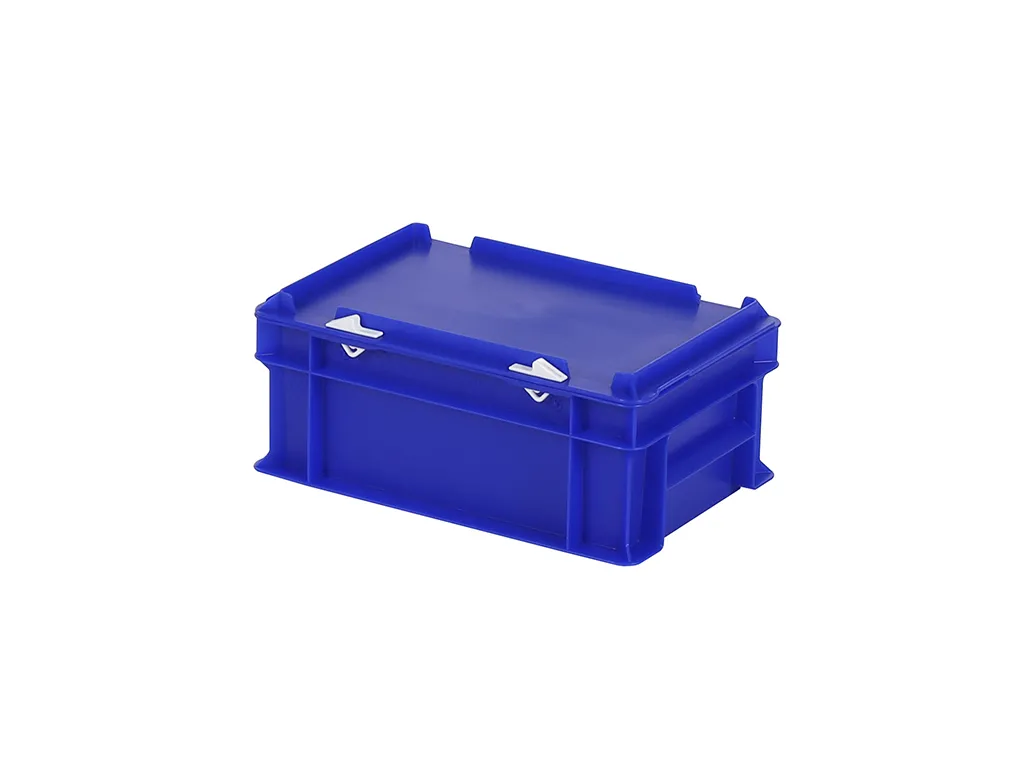 Stacking bin with lid - 300 x 200 x H 133 mm - blue