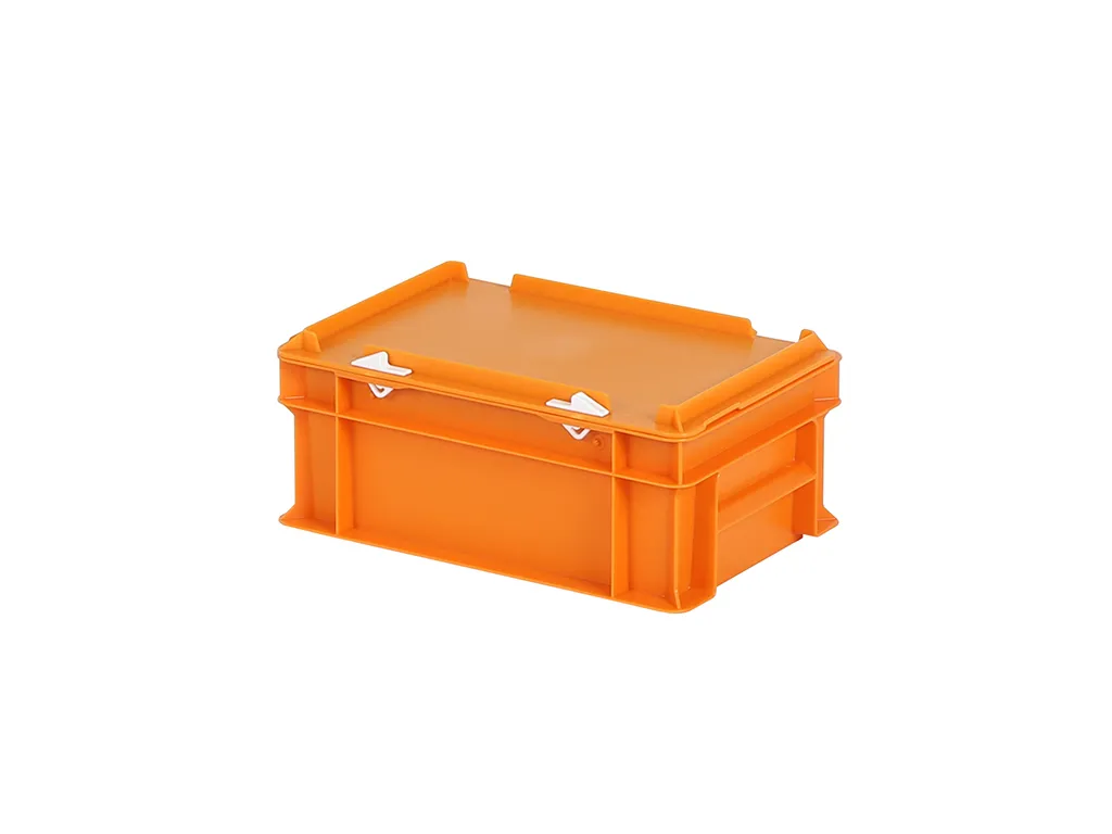 Stacking bin with lid - 300 x 200 x H 133 mm - orange