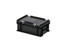 Bac gerbable avec couvercle - 300 x 200 x H 133 mm - Noir - (fond lisse) - 1