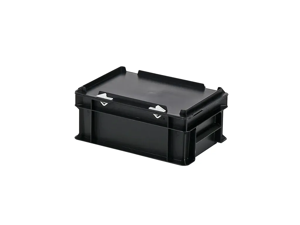 Stacking bin with lid - 300 x 200 x H 133 mm - black