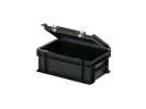 Bac gerbable avec couvercle - 300 x 200 x H 133 mm - Noir - (fond lisse) - 2