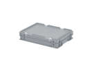 Bac gerbable avec couvercle - 400 x 300 x H 90 mm - Gris - (fond lisse) - 1