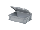 Bac gerbable avec couvercle - 400 x 300 x H 133 mm - Gris - (fond lisse) - 2