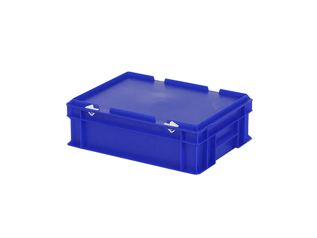 Stapelbak met deksel - 400 x 300 x H 133 mm (gladde bodem) - blauw