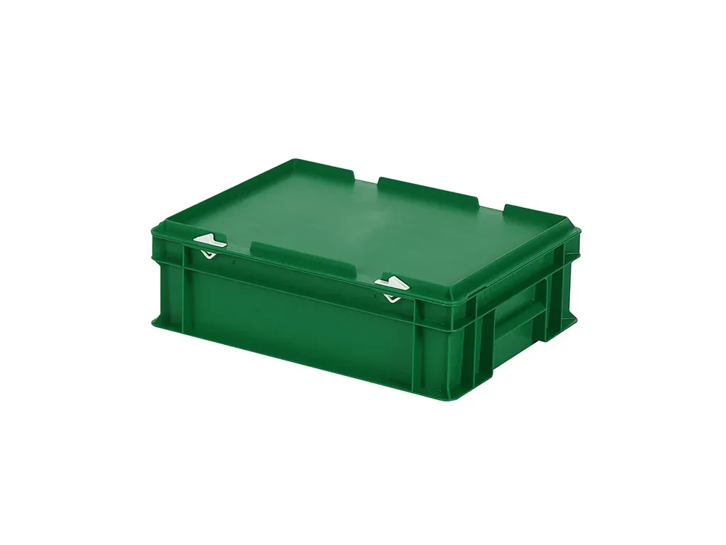 Stapelbak met deksel - 400 x 300 x H 133 mm (gladde bodem) - groen