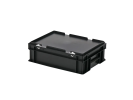 Bac gerbable avec couvercle - 400 x 300 x H 133 mm - Noir - (fond lisse) - 1