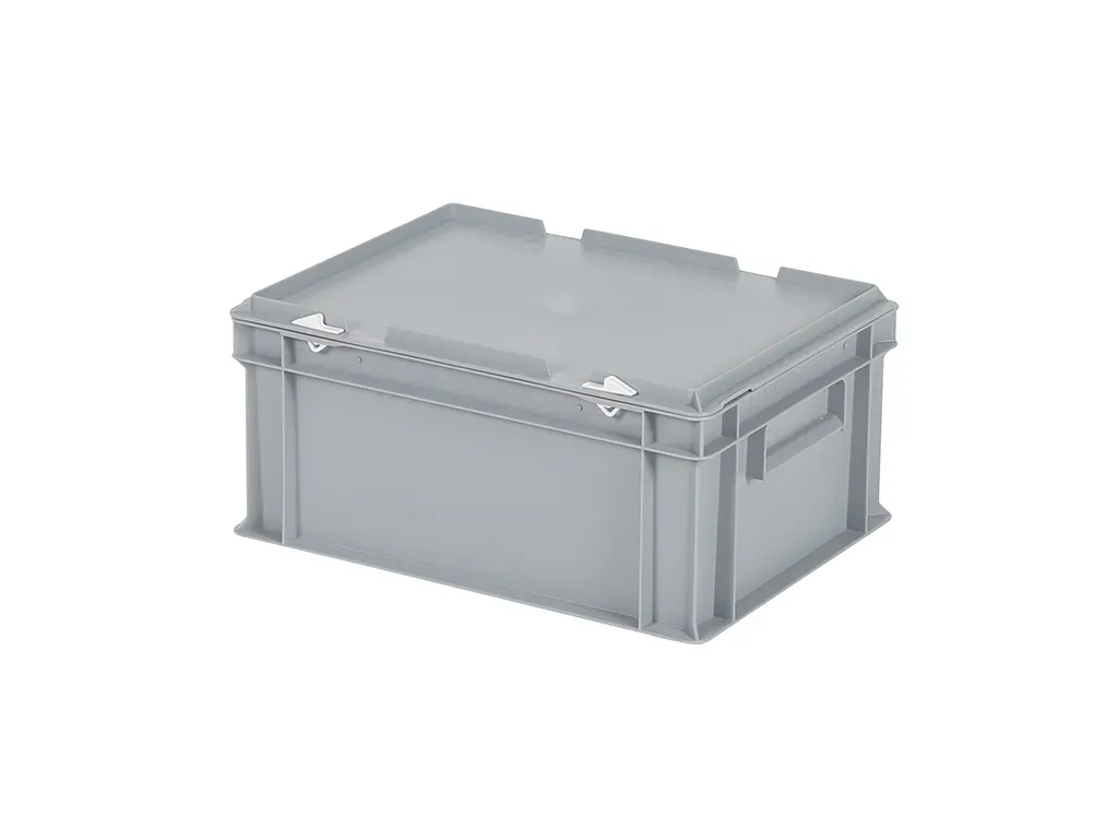 Stacking bin with lid - 400 x 300 x H 190 mm - grey