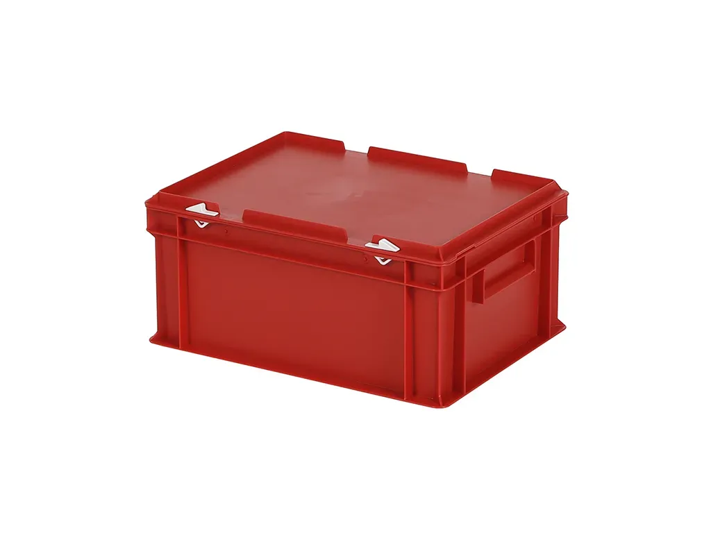 Stacking bin with lid - 400 x 300 x H 190 mm - red