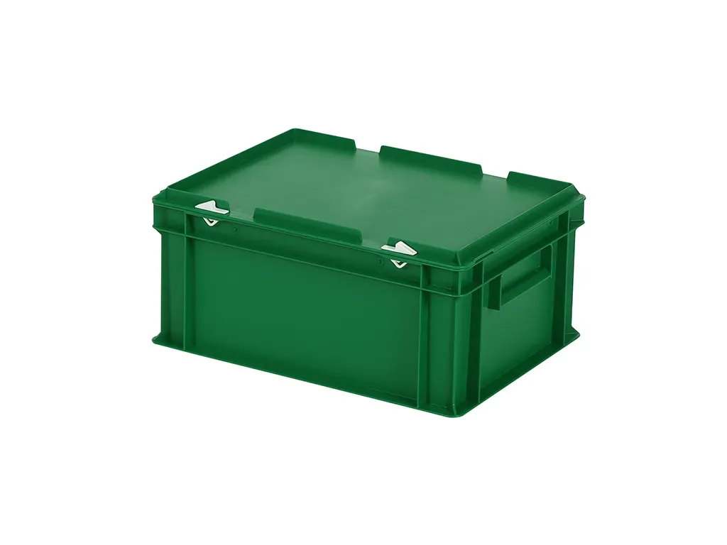 Stacking bin with lid - 400 x 300 x H 190 mm - green