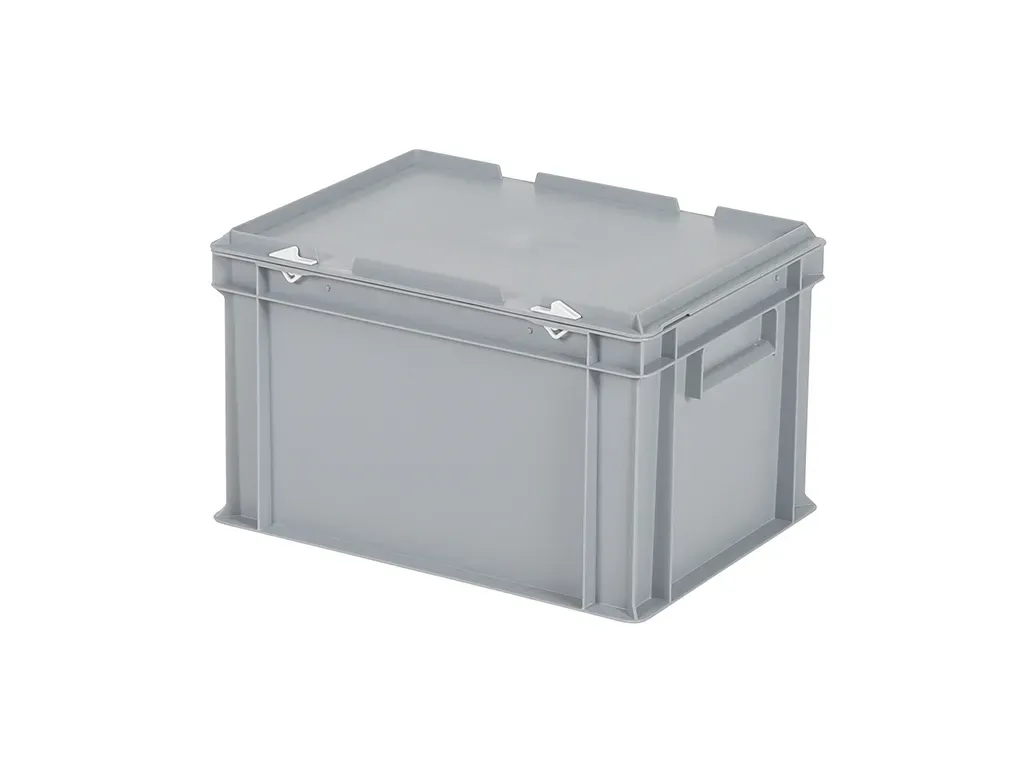 Stacking bin with lid - 400 x 300 x H 250 mm - grey