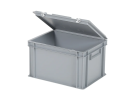 Bac gerbable avec couvercle - 400 x 300 x H 250 mm - Gris - (fond lisse) - 2