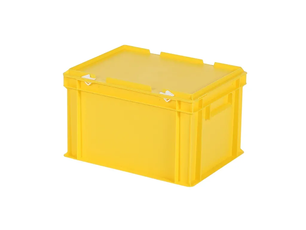 Bac gerbable avec couvercle - 400 x 300 x H 250 mm - Jaune - (fond lisse)