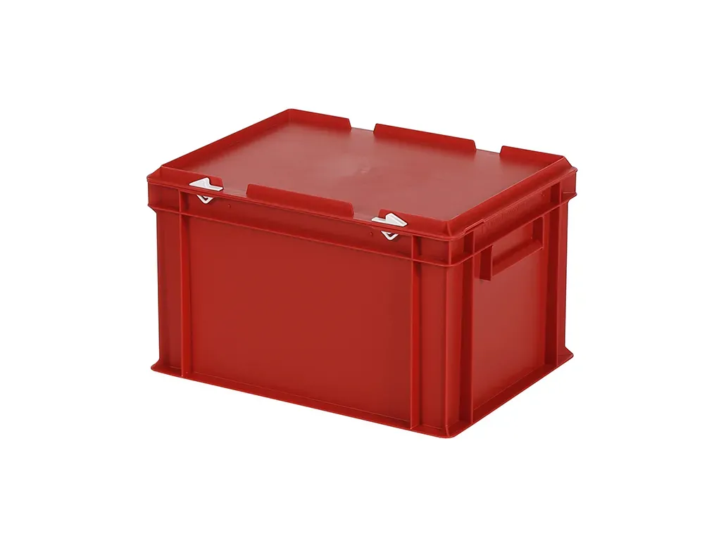 Stacking bin with lid - 400 x 300 x H 250 mm - red