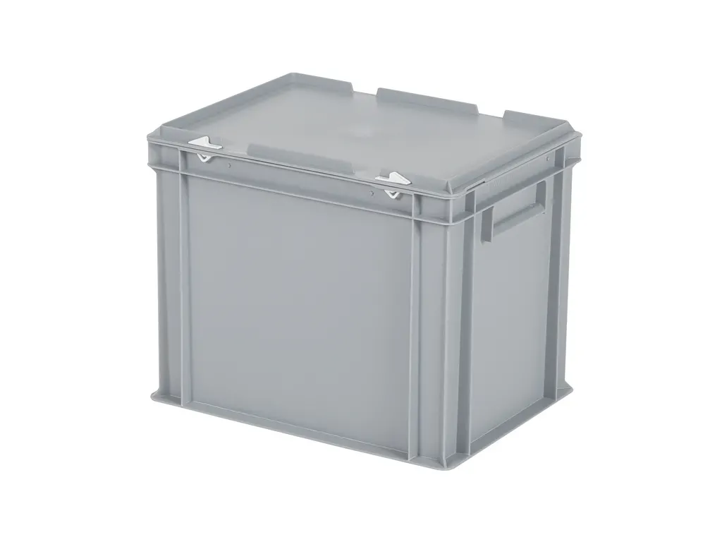 Stacking bin with lid - 400 x 300 x H 335 mm - grey