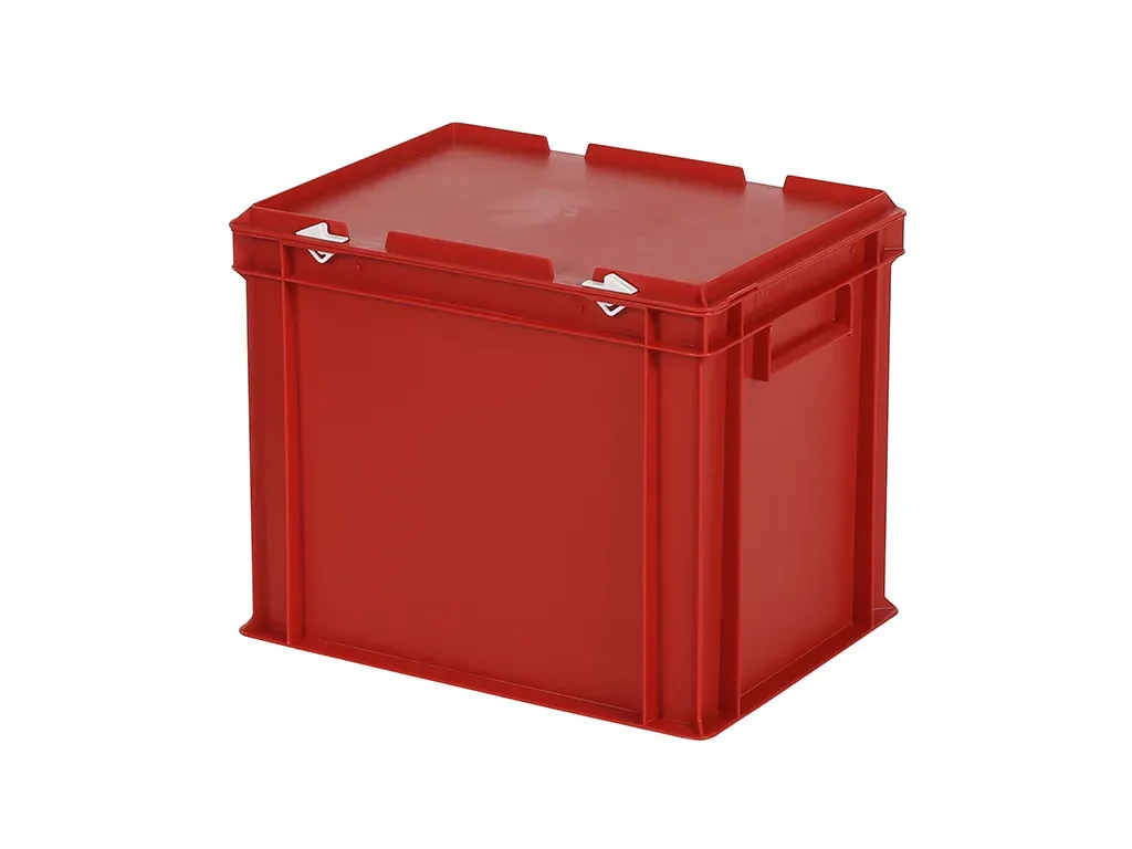 Stacking bin with lid - 400 x 300 x H 335 mm - red