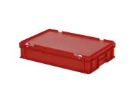 Stapelbak met deksel - 600 x 400 x H 135 mm (gladde bodem) - rood