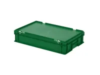 Stacking bin with lid - 600 x 400 x H 135 mm - green