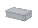 Bac gerbable avec couvercle - 600 x 400 x H 190 mm - Gris - (fond lisse) - 1