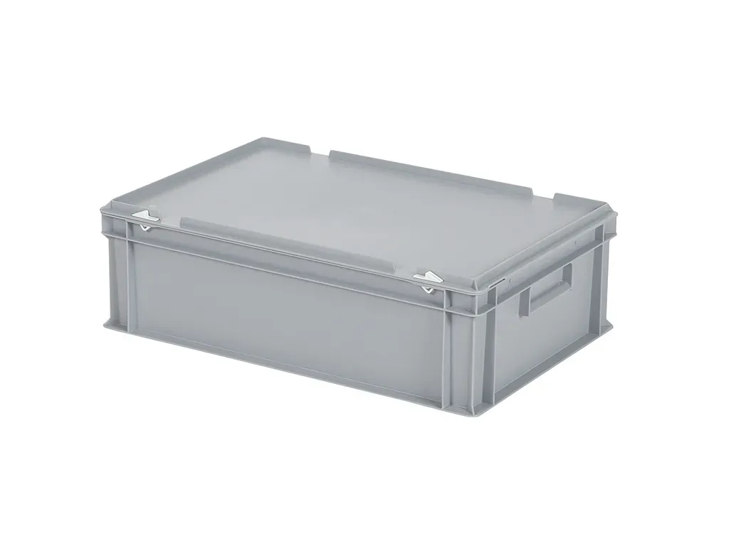 Stacking bin with lid - 600 x 400 x H 190 mm - grey