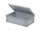 Bac gerbable avec couvercle - 600 x 400 x H 190 mm - Gris - (fond lisse) - 2