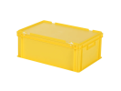 Bac gerbable avec couvercle - 600 x 400 x H 235 mm - Jaune - (fond lisse) - 1