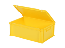 Bac gerbable avec couvercle - 600 x 400 x H 235 mm - Jaune - (fond lisse) - 2