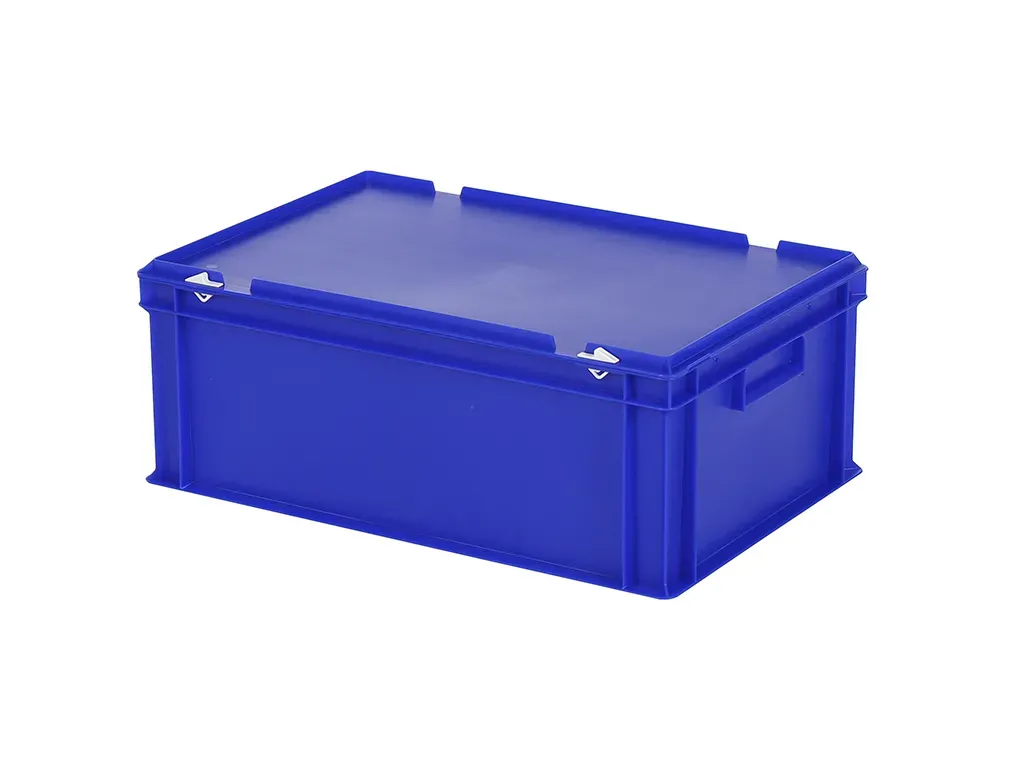 Stapelbak met deksel - 600 x 400 x H 235 mm (gladde bodem) - blauw